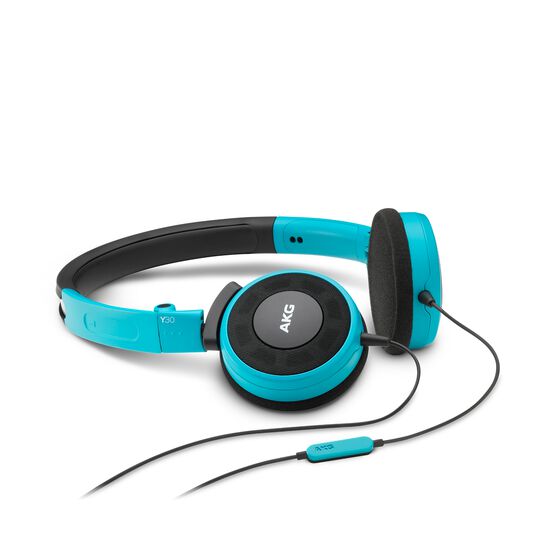 Y 30 - Teal - Stylish, uncomplicated, foldable headphones with 1 button universal remote/mic - Hero
