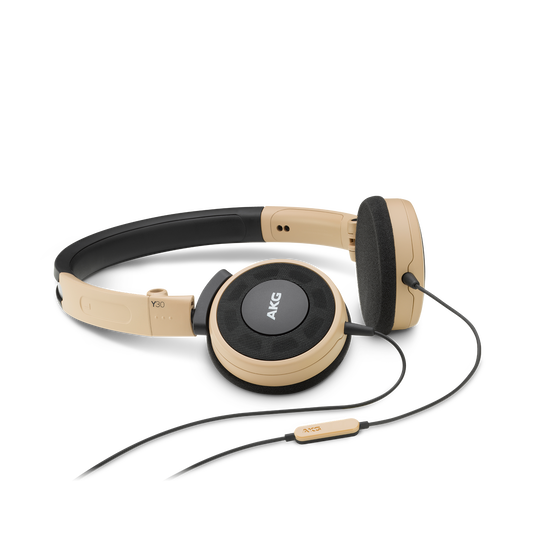 Y 30 - Brown - Stylish, uncomplicated, foldable headphones with 1 button universal remote/mic - Hero image number null