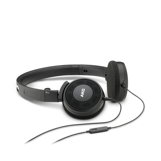 Y 30 - Black - Stylish, uncomplicated, foldable headphones with 1 button universal remote/mic - Hero image number null