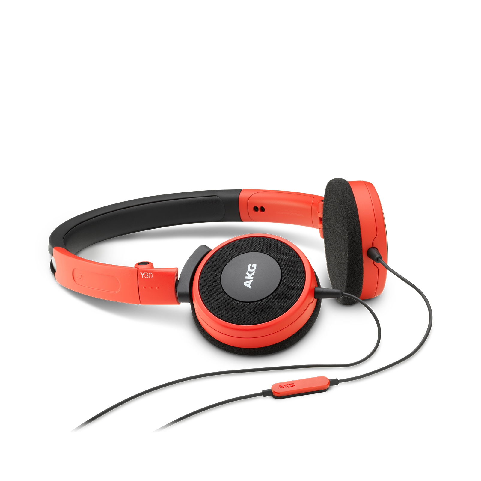 Y 30 - Red - Stylish, uncomplicated, foldable headphones with 1 button universal remote/mic - Hero