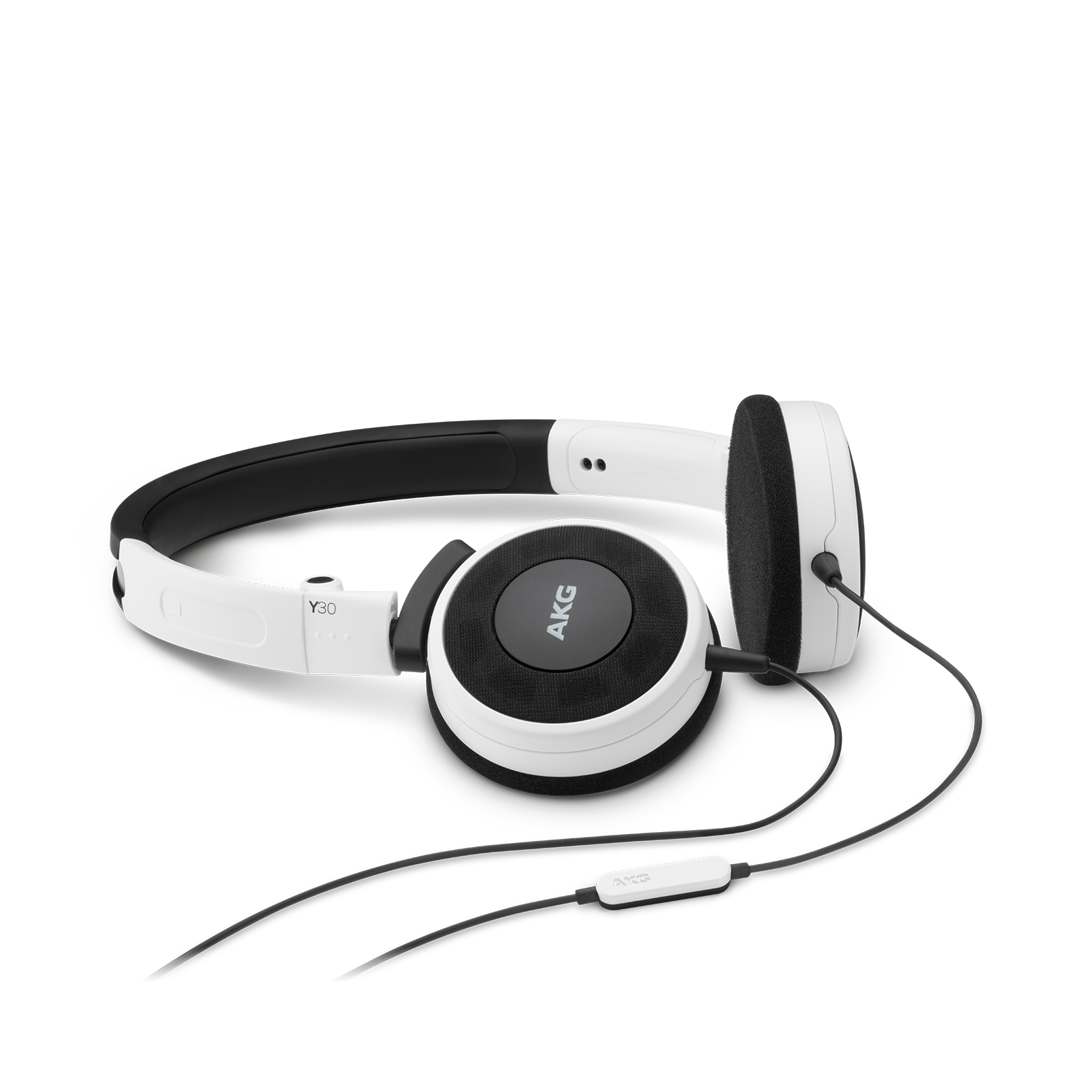 Y 30 - White - Stylish, uncomplicated, foldable headphones with 1 button universal remote/mic - Hero